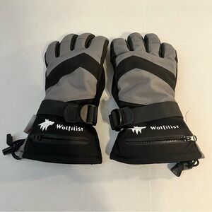 Wolfilist Ski Snow GLOVES Waterproof 3M-Thinsulate Insulation Black Gray Small